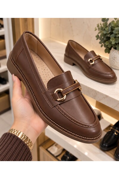 Zenora Shoes Kadın Loafer Makosen Casual Tokalı Günlük Yumuşak Ayakkabı