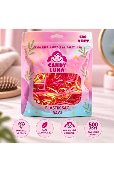 CANDY LUNA 500 ADET RENKLİ SAÇ ÖRGÜ LASTİĞİ