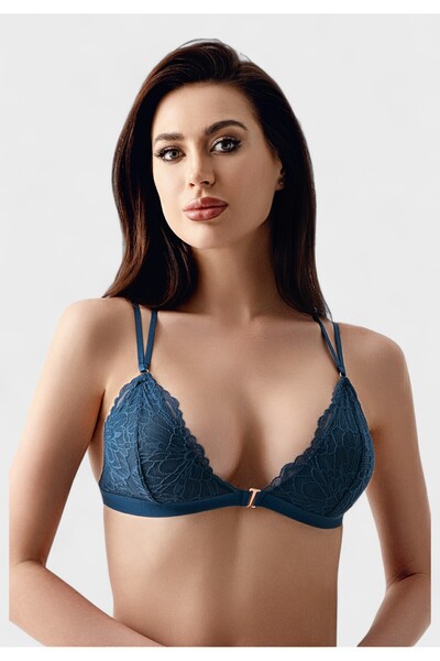 NEWBRA LINGERIE Δαντελένιο Σουτιέν Brallet B Cup New Bra Πετρόλ