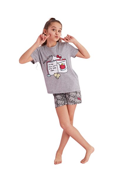 SeXen Πιτζάμα παιδική Hello Kitty με σορτσάκι Books - Γκρι