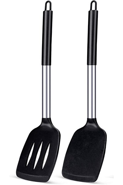 GENERAL 2 Piece Set Black Slotted Turner and Solid Turner 35 * 8.3cm Spatula ...