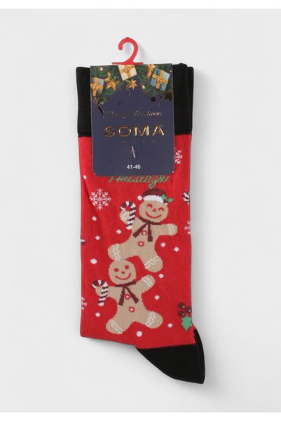 Soma Χριστουγεννιάτικες Κάλτσες Socks "Gingerbread Joy Red" - Κόκκινο