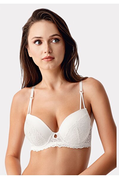 NEWBRA LINGERIE New Bra Push-Up Σουτιέν με Δαντέλα – B Cup Λευκό