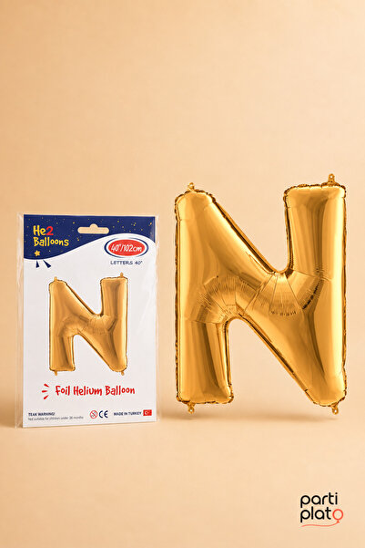 He2 Balloons Gold Foil Balloon Letter N 40 Inch 102 Cm, Helium Compatible Gol...