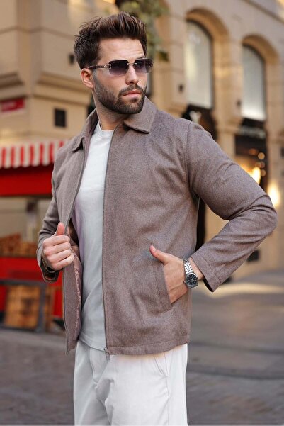 Madmext Camel Zippered Lined Cashmere Men's Jacket E7207