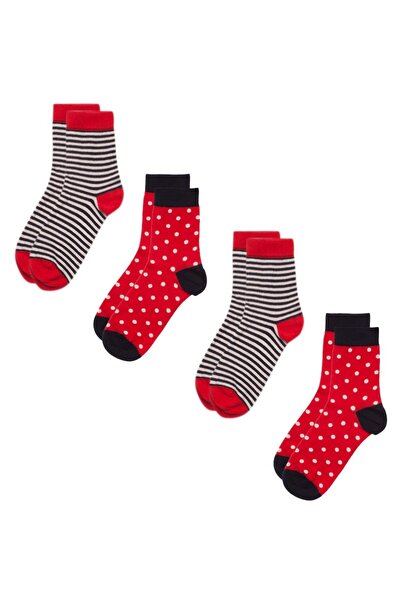 socks&co Κάλτσες γυναικείες οικονομικό πακέτο Love 4 Τεμ. - Κόκκινο
