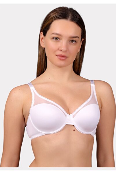 NEWBRA LINGERIE New Bra Λευκό σουτιέν C cup με διαφανές ύφασμα και μπανέλα