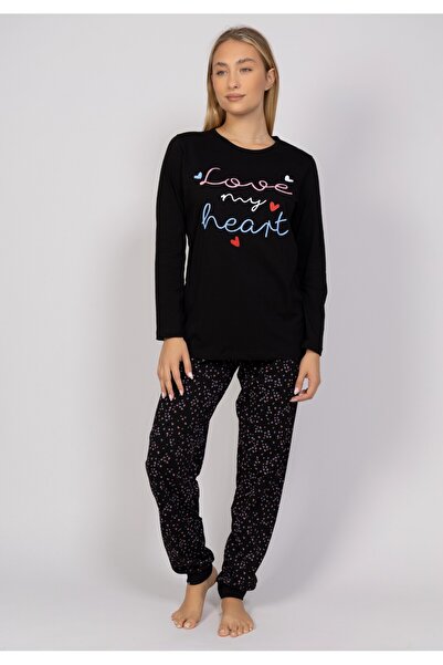 Cherry Underwear Πιτζάμα γυναικεία Love My Heart Cherry - Μαύρο