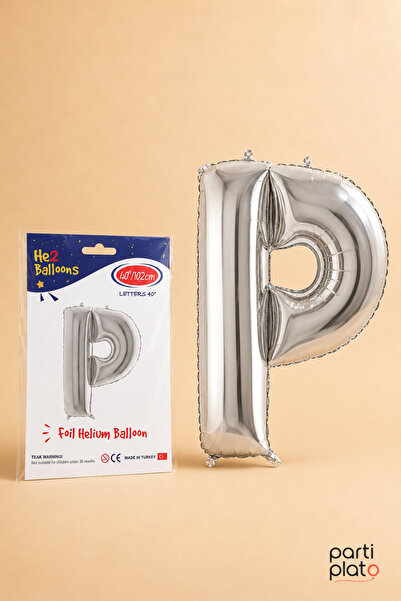 He2 Balloons Silver Foil Balloon Letter P 40 Inch 102 Cm, Helium Compatible S...