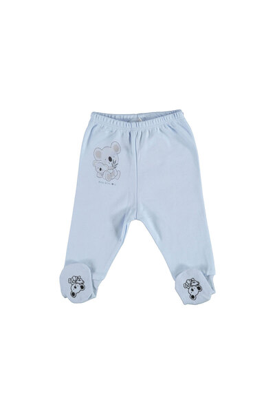 Biorganic Παντελονάκι βρεφικό με κλειστό ποδαράκι Koala Mama - Γαλάζιο