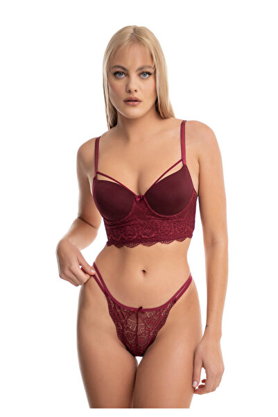 Koza Σετ bralette-slip Push Up με ενίσχυση 80236 - Μπορντώ