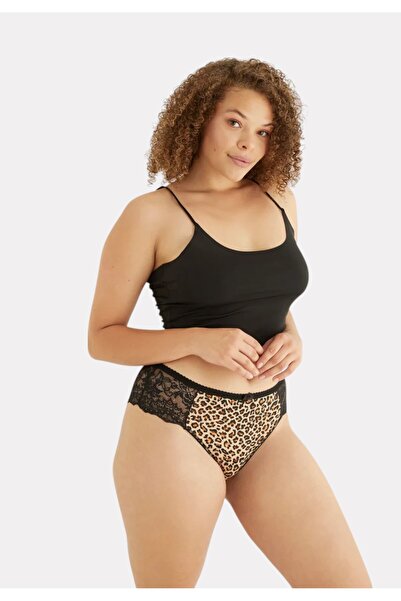 SeXen Brazil ψηλόμεσο με δαντέλα Ruth Leopard 5 Τεμ. - Μαύρο