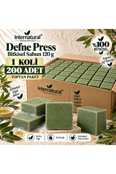 Dermolive Internatural Defne Press Herbal Soap - 200 Pieces (1 Box)