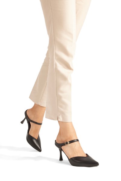 PELLEVA Women's Pointed Toe V-Cut Back Heeled Shoes with 8 cm Heel, New Model Trendy Stylish Heeled Shoes