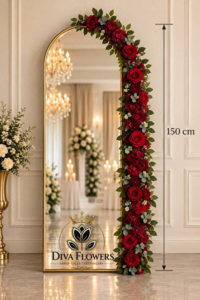 DİVA FLOWERS Ayna Çiçeği (150x25 cm) – Boy Aynası & Arka Fon Çiçek Aranjmanı ...