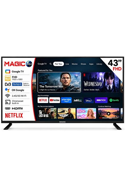 MAGIC WORLD MAGIC 43-Inch FHD Smart TV, 1920 × 1080, 2.4G/5G Wi-Fi, Bluetooth...