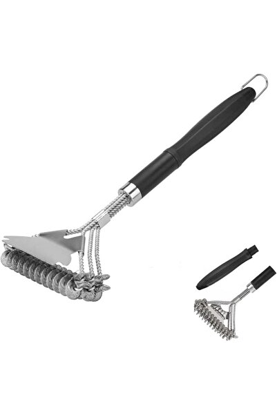 Generic BBQ Grill Brush and Scraper with Spiral Spring Bristles, Steel Shovel...