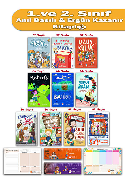 Timaş Çocuk 1. ve 2. Sınıf Ergün Kazanır Anıl Basılı 10 Kitap Set - Kayıp Çil...