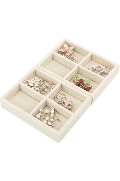 TERRIFI Tirefy Beige Velvet Jewelry Organizer