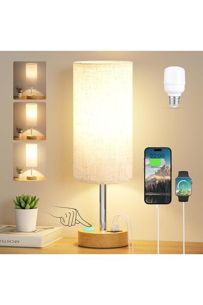 Shapelyn Touch Control Bedside Lamp, 3 Colors Dimmable Table Lamp, LED Bulb I...