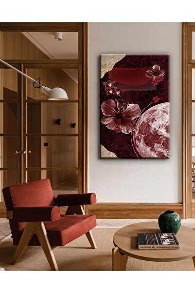 Harika bir ev MODERN BORDO ESTETİK DESENLİ TABLO | TEKLİ DİKEY ÇERÇEVESİZ KAN...