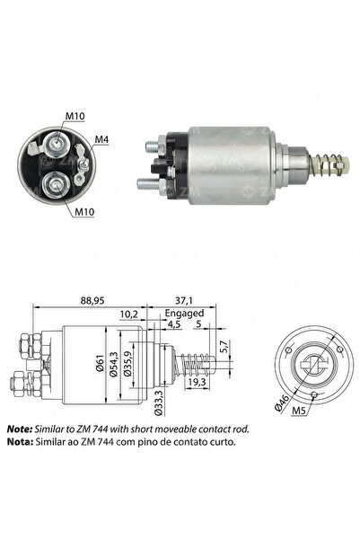 ZM 544 Starter Solenoid 12V Thick Body Bosch Type Mercedes-Benz 190 - 200 - 2...