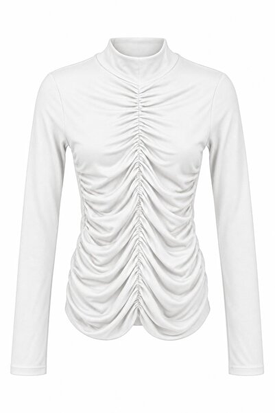 Raneel Kazançlı Alışveriş Women's Turtleneck Front Gathered Long Sleeve Blous...