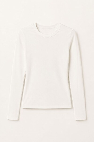 Raneel Kazançlı Alışveriş Women's Crew Neck Long Sleeve Blouse White
