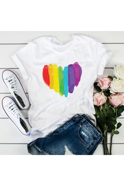 Orielle Tricou Inimă Curcubeu
