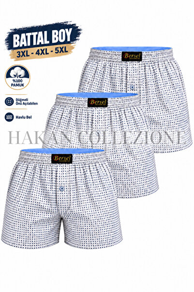 Hakan Collezione Bersel Battal Size Men's Boxer 100% Cotton Towel Waist Butto...
