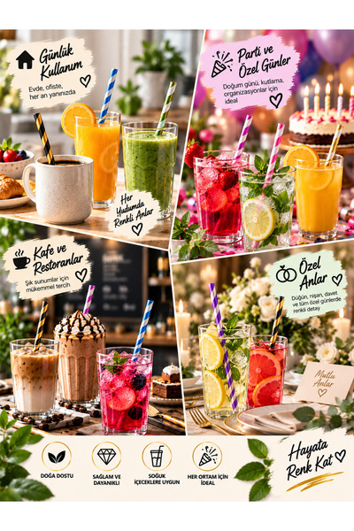 QesQin 50 Pieces Metallic Gold Striped Paper Straws – Colorful Party, Birthday, and Beverage Straws