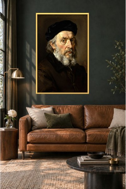 ZURİ DESİGN Iluminirani portret starca u Rembrandtovom stilu, zidna umetnost ...