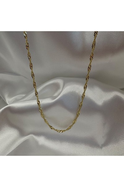 Altın Kaplama İnce Singapur Kolye (60cm)