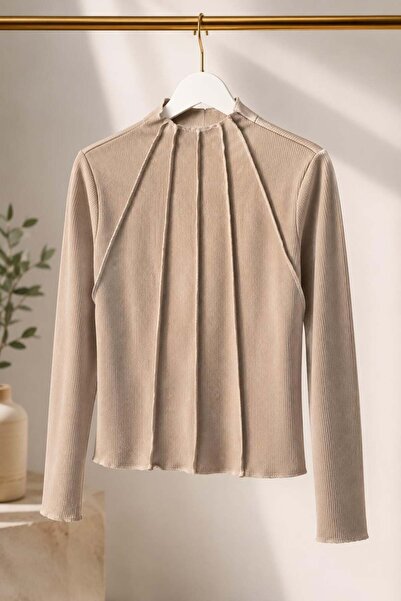 Raneel Kazançlı Alışveriş Women's Stitched Detailed Stretchy Long Sleeve Blou...