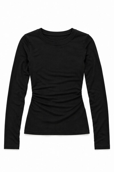Raneel Kazançlı Alışveriş Women's Crew Neck Long Sleeve Blouse Black