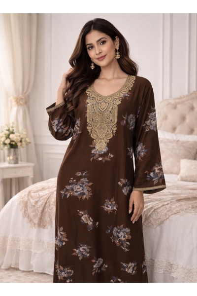 Generic Brand Jalabiya for Women with Soft Fabric Comfort Embroided Design