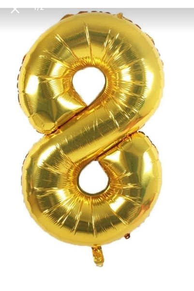 Folyo Balon 8 Rakamı Helyum Balon 76cm GOLD Renk - 8 Yaş Balonu - Doğum Günü Süsü