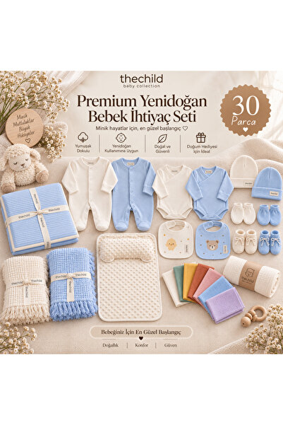 thechild baby collection Premium Yenidoğan Bebek İhtiyaç Seti | 30 Parça, %10...