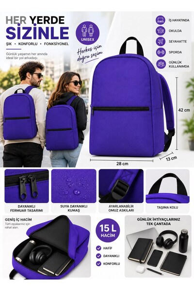 Classone XYZ Eko Serisi XYZ-S13 Günlük Kullanım,Unisex Okul,Sırt Çantası