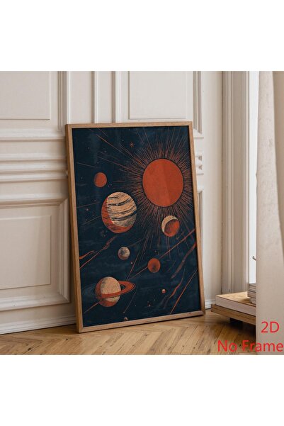 Generic Brand 1pc Retro Space Celestial Solar System Canvas Wall Art Print, M...