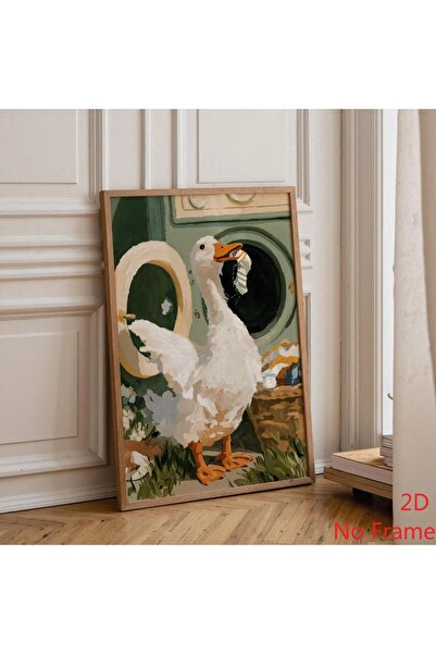 Generic Brand 1pc Funny Goose Laundry Room Canvas Wall Art Print, Washing Mac...