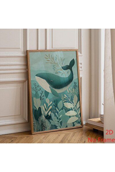 Generic Brand 1pc Teal Whale Ocean Nursery Coastal Animal Canvas Wall Art Pri...