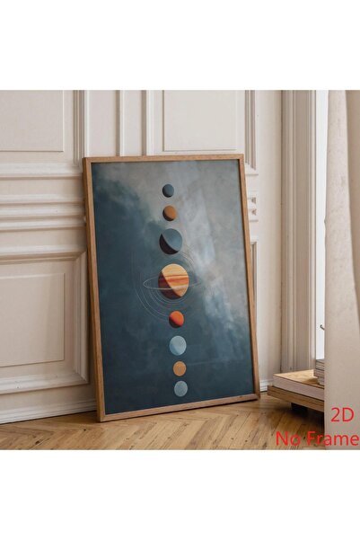 Generic Brand 1pc Mid Century Modern Solar System Retro Space Canvas Wall Art...