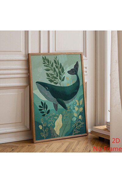 Generic Brand 1pc Ocean Teal Whale Nursery Coastal Animal Canvas Wall Art Pri...