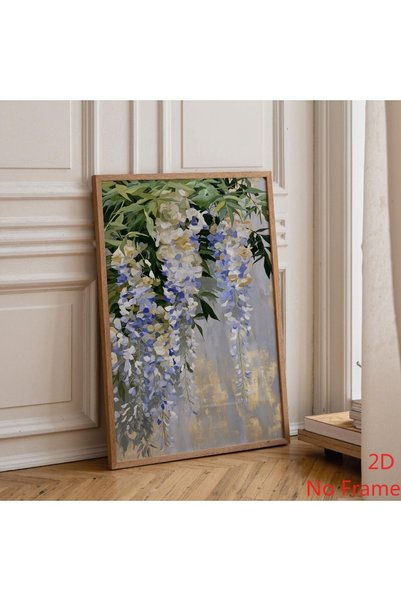 Generic Brand 1pc Blue Wisteria Impressionist Botanical Cottage Garden Canvas...