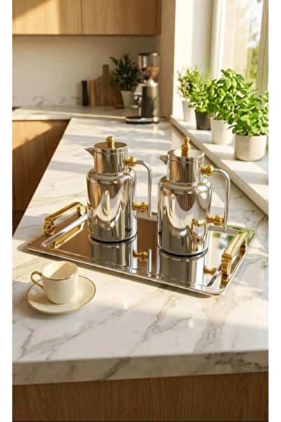 Generic Brand Luxury 1+1L Plastic Tea and Coffee Set with Stainless Steel Ser...