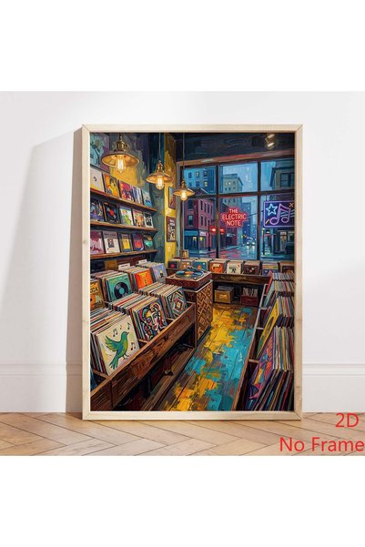 Generic Brand 1pc Vinyl Record Store Turntable Music Room Canvas Wall Art Pri...
