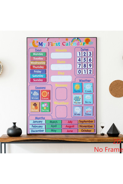 Generic Brand 1pc My First Calendar Canvas Wall Art Print, Kids Educational L...