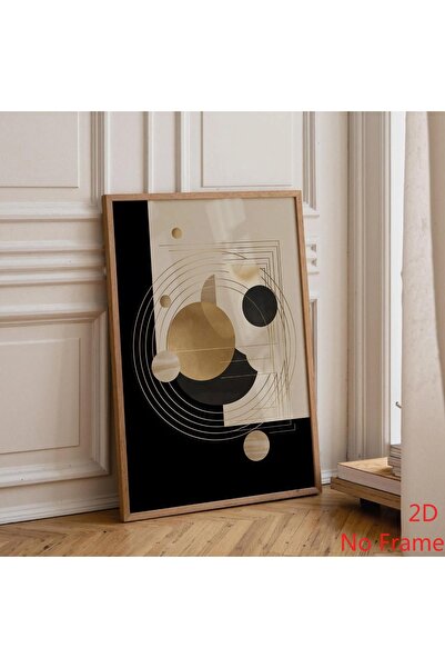 Generic Brand 1pc Abstract Celestial Space Geometric Black Gold Mid Century C...