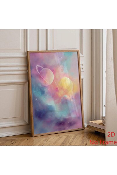 Generic Brand 1pc Pastel Space Dreamy Galaxy Planet Canvas Wall Art Print, Ce...